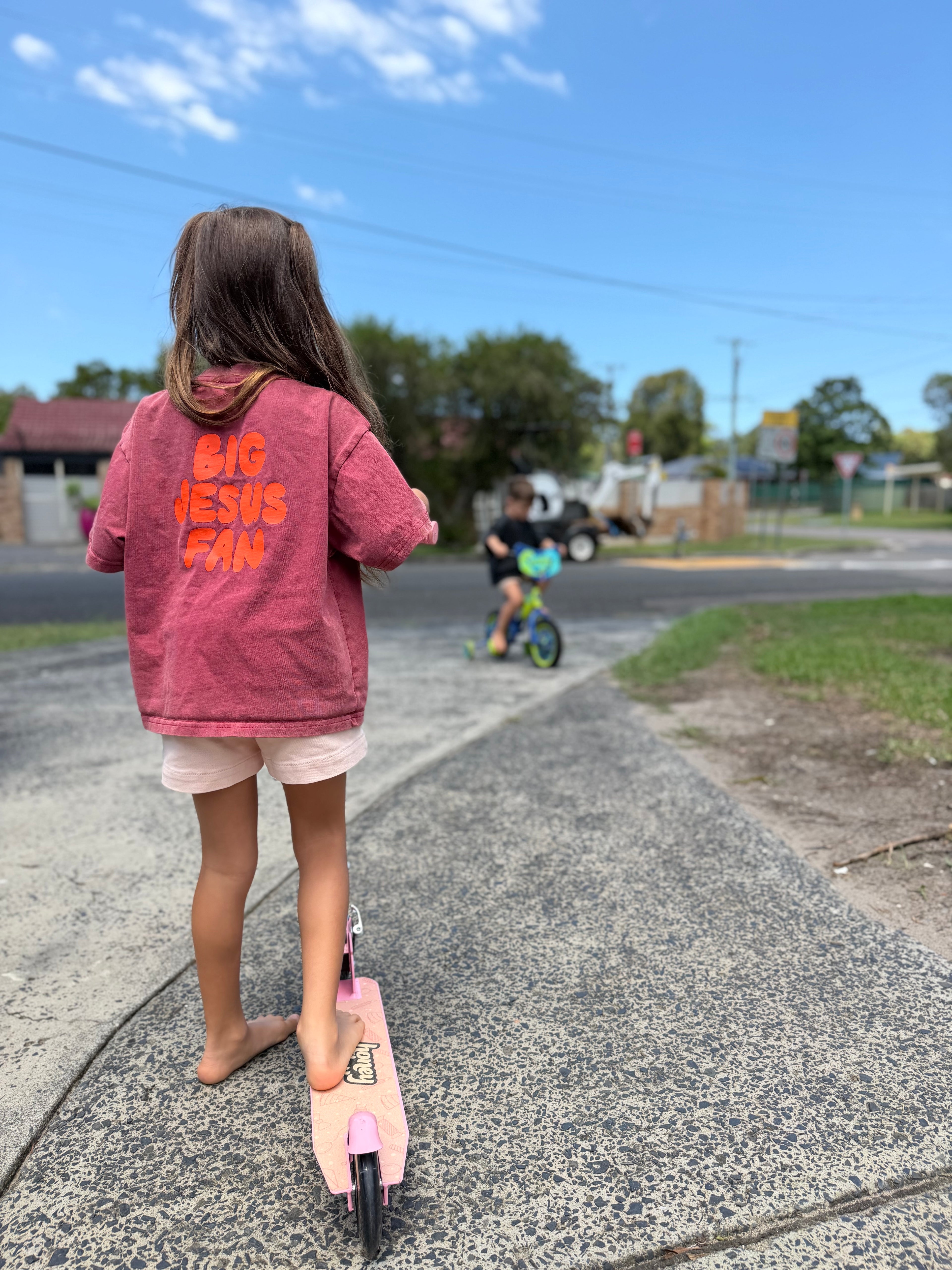 big kids BJF tee in red