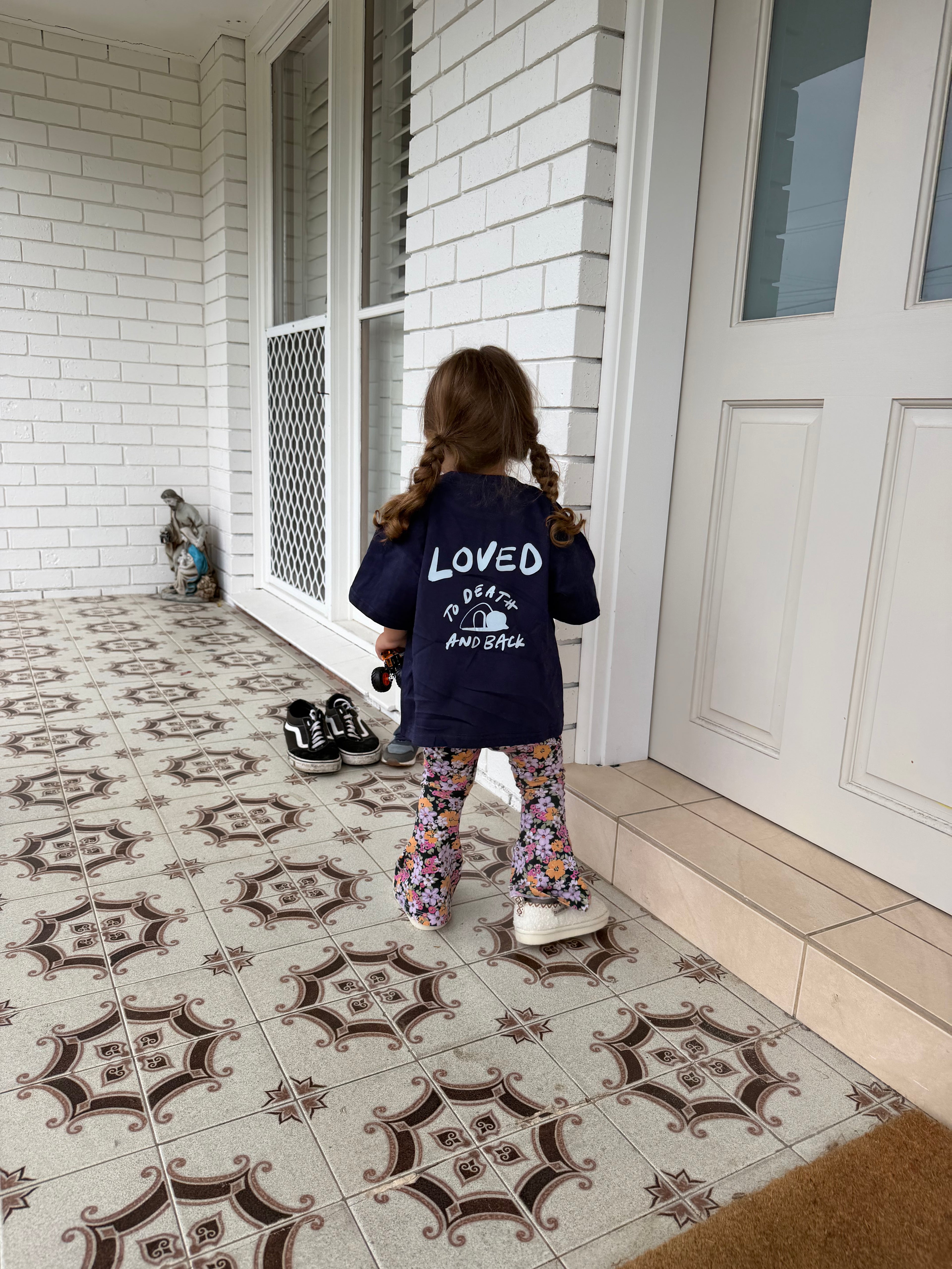 little kids loved to death tee in navy