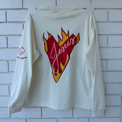 Adult Heart on Fire Eggshell White