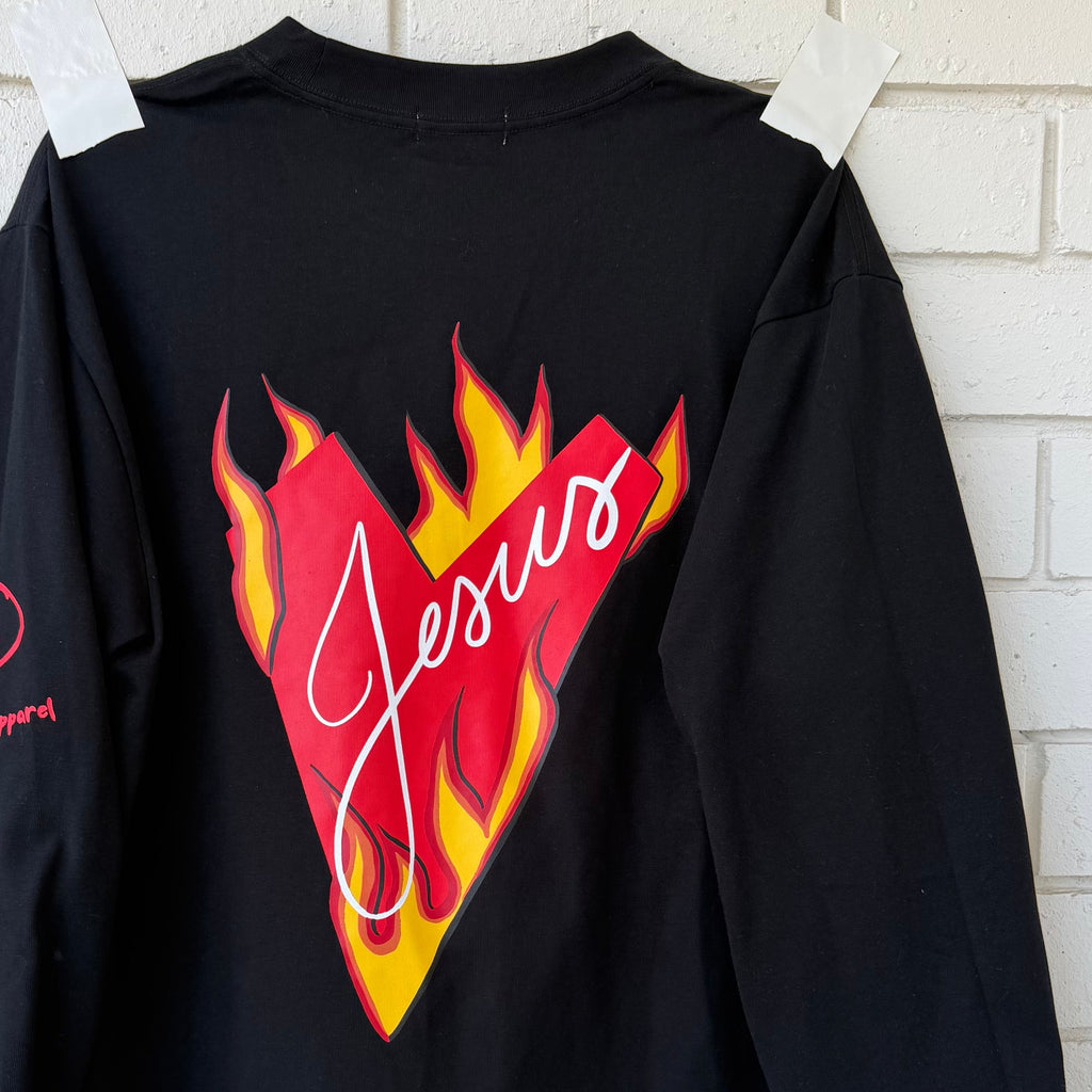 Adult Heart on Fire Black