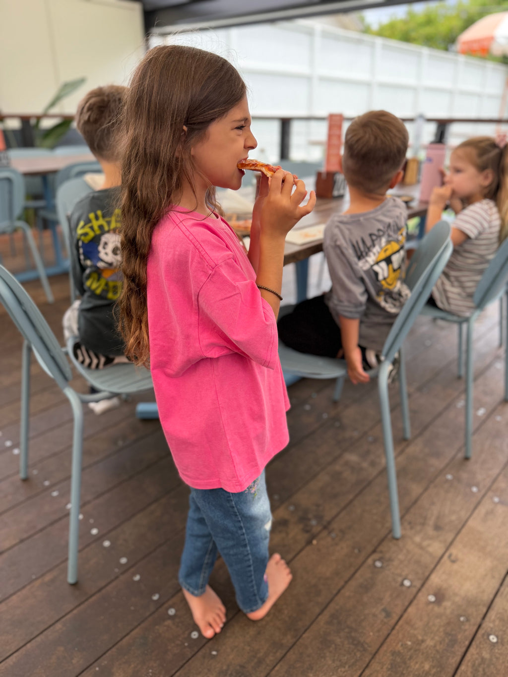 big kids BJF tee in pink