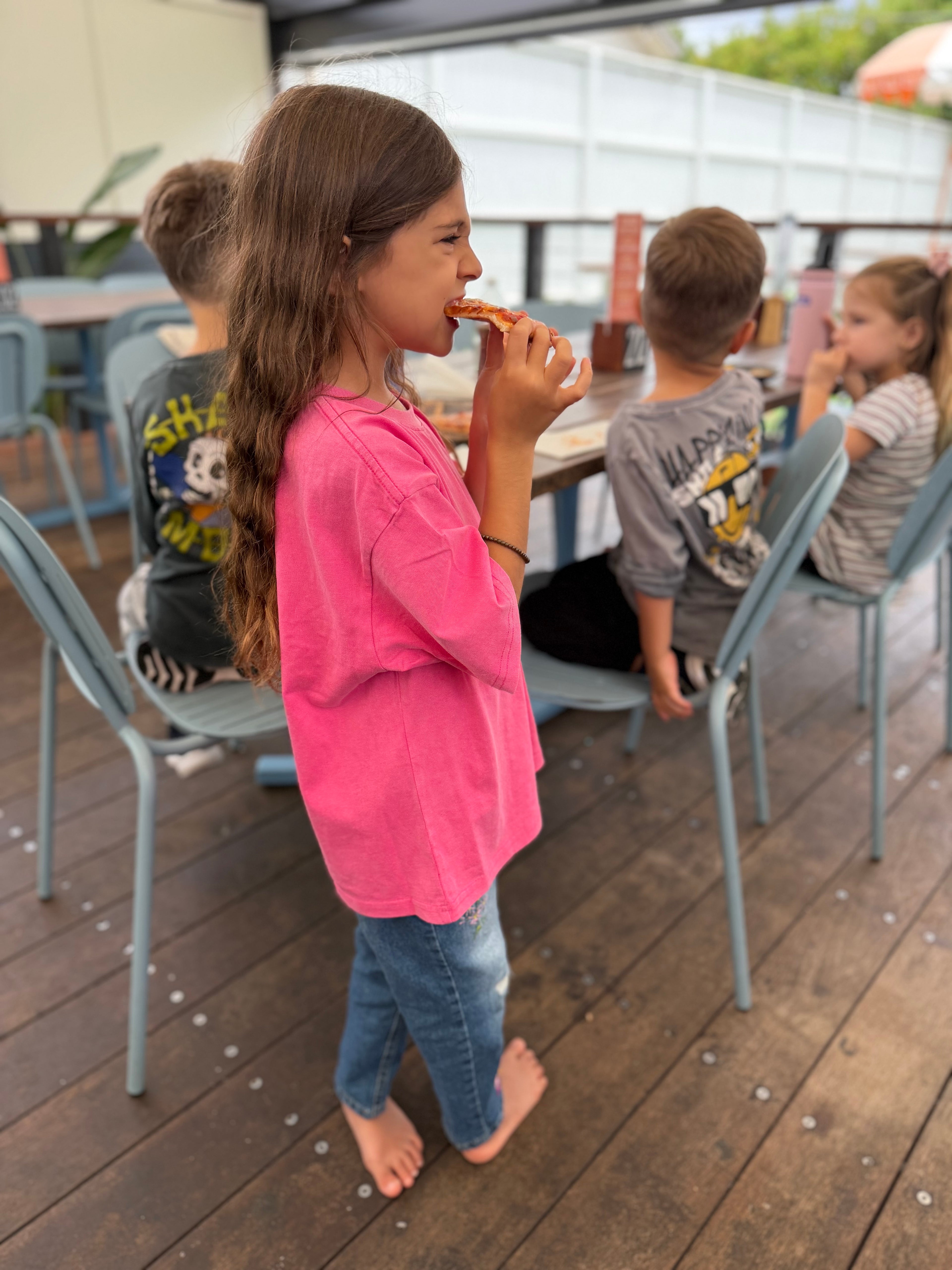 big kids BJF tee in pink