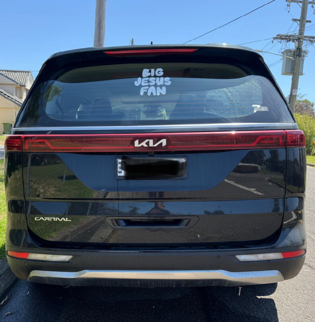 BIG JESUS FAN car decal