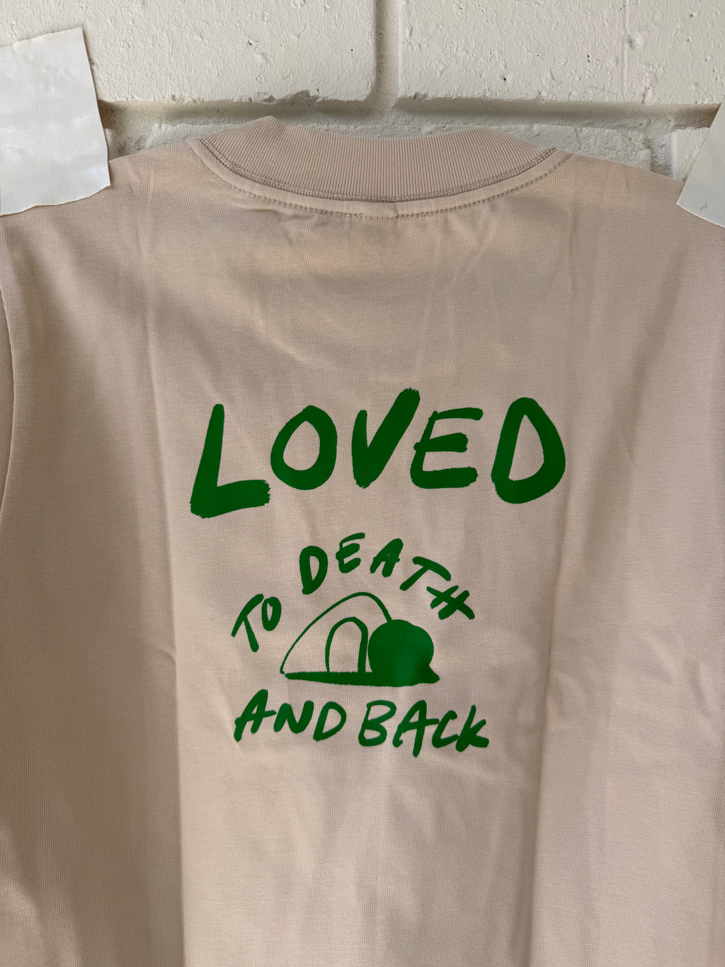 big kids loved to death tee in beige