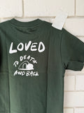 big kids loved to death tee in forest green