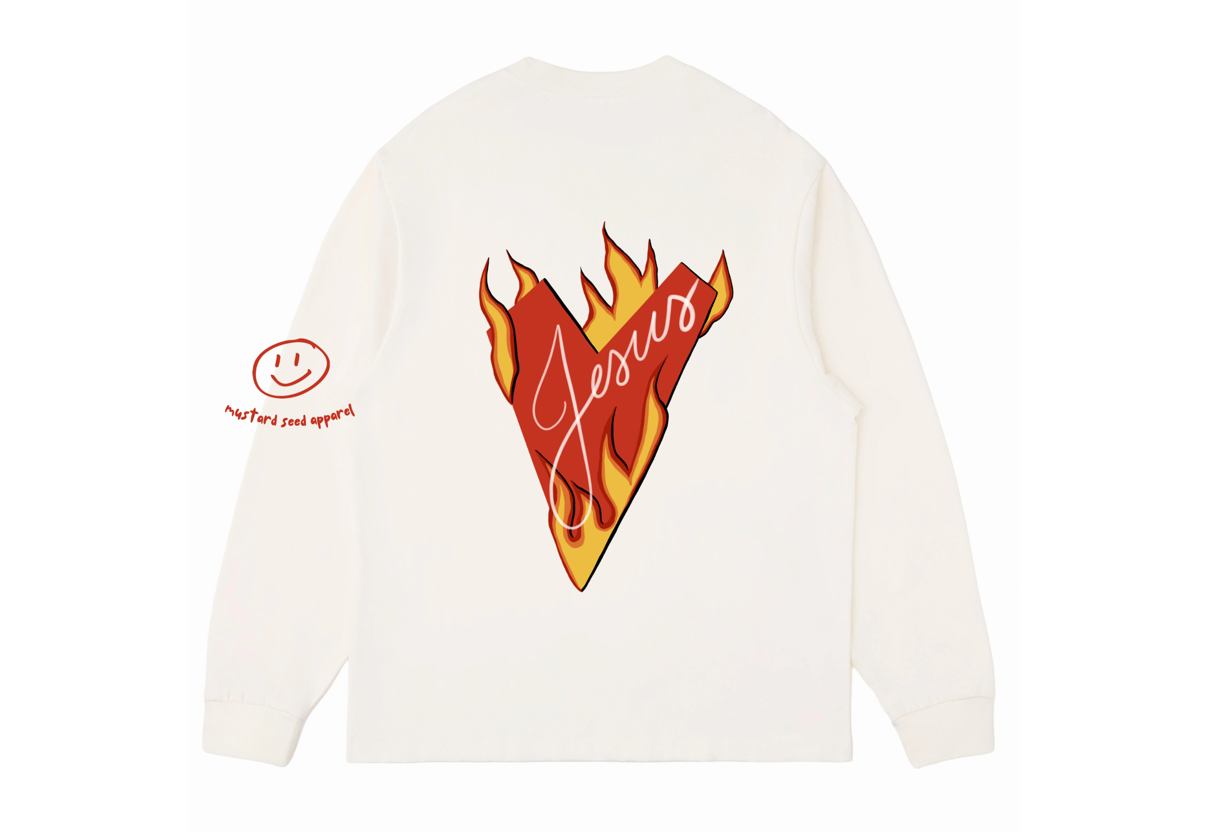 Adult Heart on Fire Eggshell White